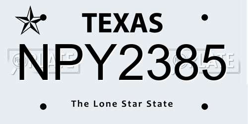 NPY2385 Texas License Plate