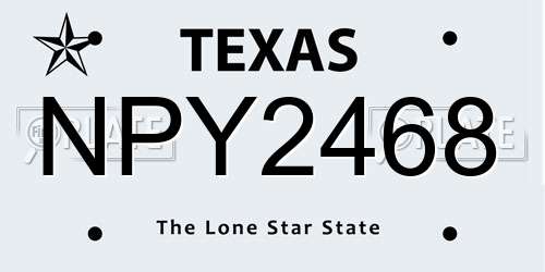 NPY2468 Texas License Plate