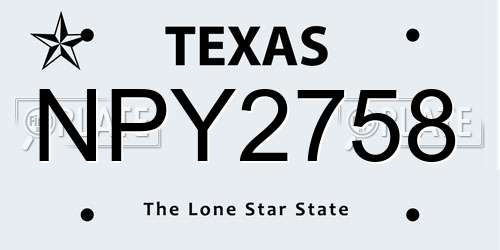NPY2758 Texas License Plate