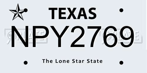 NPY2769 Texas License Plate