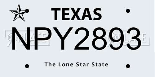 NPY2893 Texas License Plate