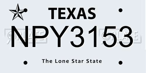 NPY3153 Texas License Plate