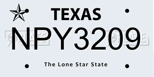 NPY3209 Texas License Plate