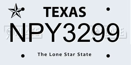 NPY3299 Texas License Plate