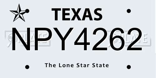 NPY4262 Texas License Plate