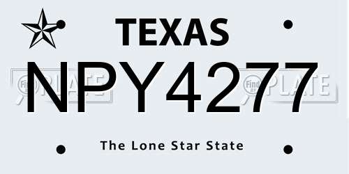 NPY4277 Texas License Plate