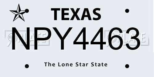 NPY4463 Texas License Plate