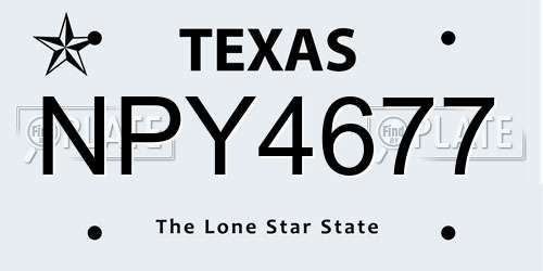 NPY4677 Texas License Plate