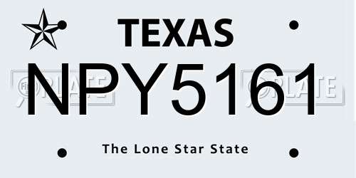 NPY5161 Texas License Plate
