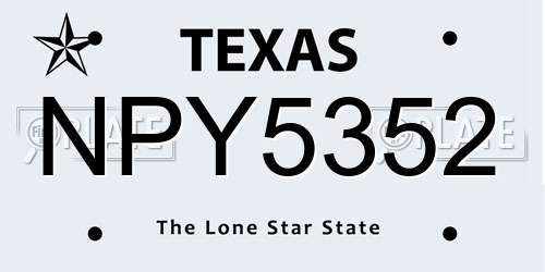 NPY5352 Texas License Plate
