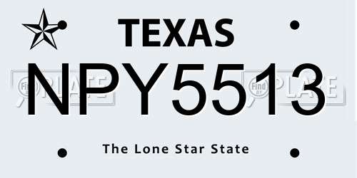 NPY5513 Texas License Plate