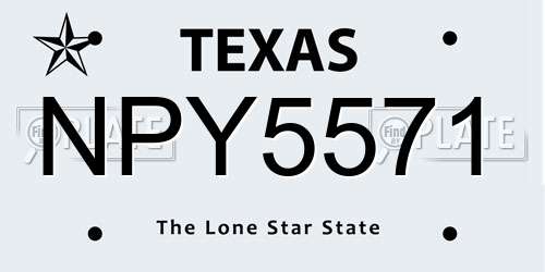 NPY5571 Texas License Plate