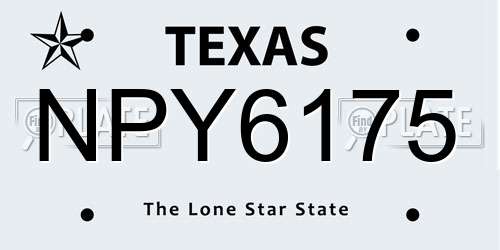 NPY6175 Texas License Plate
