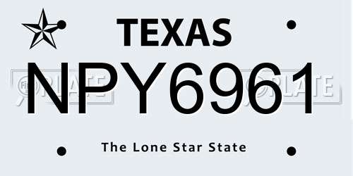 NPY6961 Texas License Plate