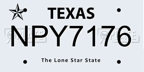 NPY7176 Texas License Plate