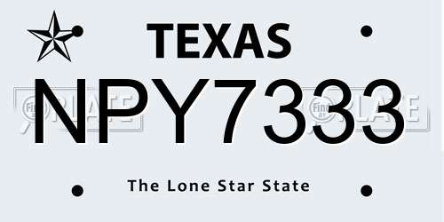 NPY7333 Texas License Plate
