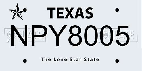 NPY8005 Texas License Plate