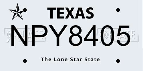NPY8405 Texas License Plate