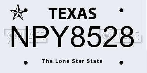 NPY8528 Texas License Plate