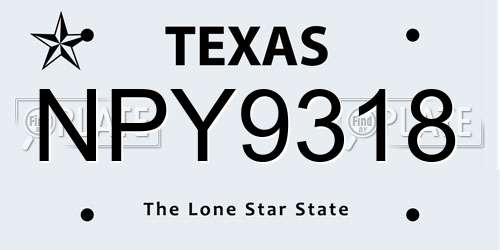 NPY9318 Texas License Plate