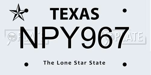 NPY967 Texas License Plate