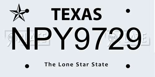 NPY9729 Texas License Plate
