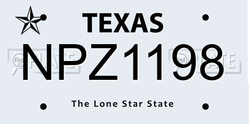 NPZ1198 Texas License Plate