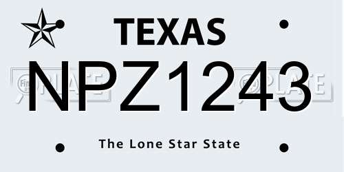 NPZ1243 Texas License Plate