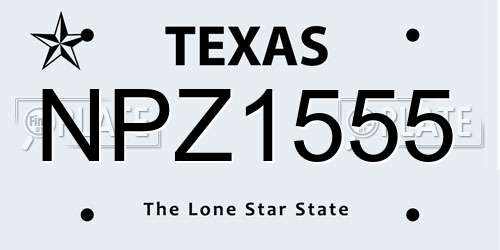 NPZ1555 Texas License Plate
