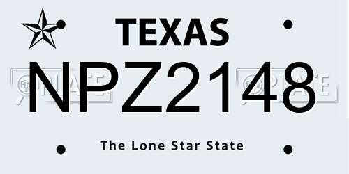 NPZ2148 Texas License Plate