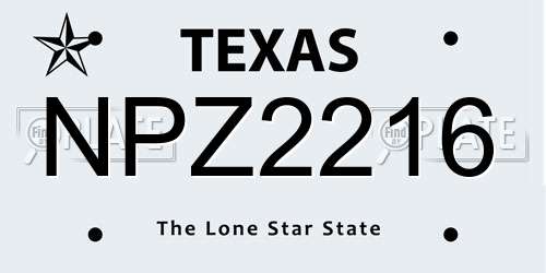 NPZ2216 Texas License Plate