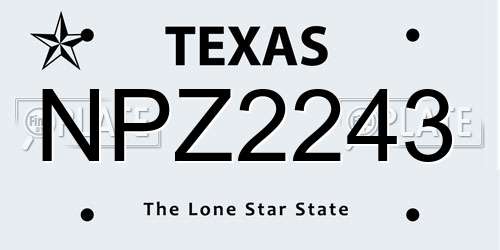 NPZ2243 Texas License Plate