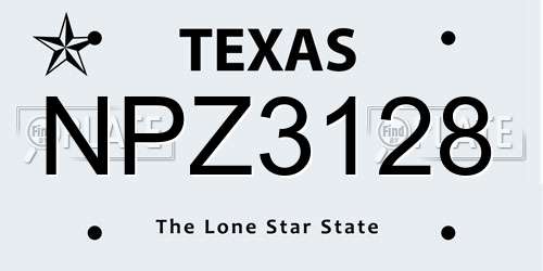NPZ3128 Texas License Plate