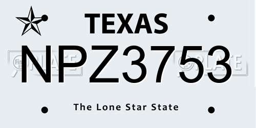 NPZ3753 Texas License Plate