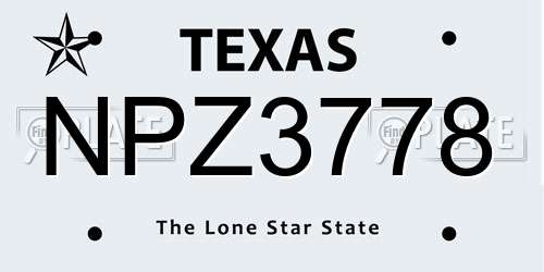 NPZ3778 Texas License Plate