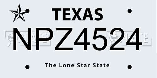 NPZ4524 Texas License Plate