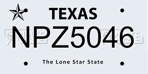 NPZ5046 Texas License Plate