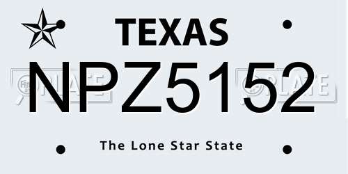 NPZ5152 Texas License Plate