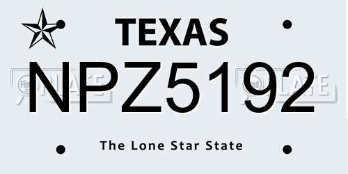 NPZ5192 Texas License Plate