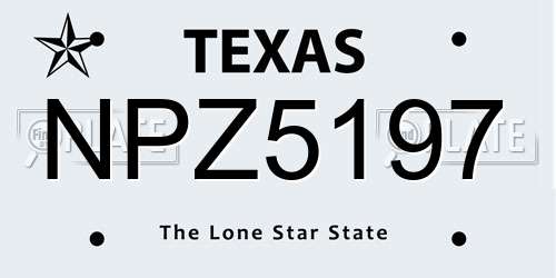 NPZ5197 Texas License Plate
