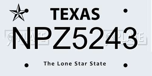 NPZ5243 Texas License Plate
