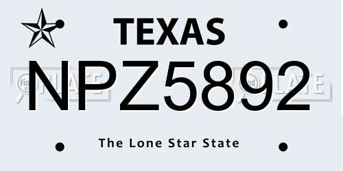 NPZ5892 Texas License Plate