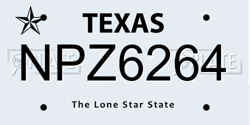 NPZ6264 Texas License Plate