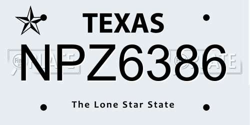 NPZ6386 Texas License Plate