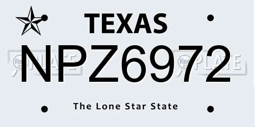 NPZ6972 Texas License Plate