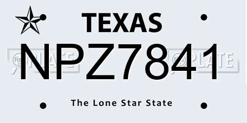 NPZ7841 Texas License Plate