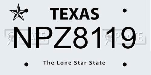 NPZ8119 Texas License Plate