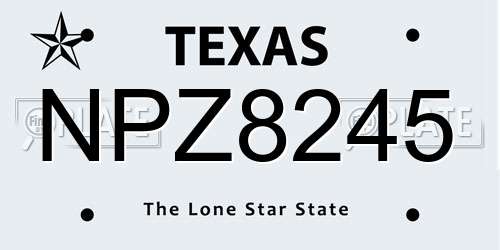 NPZ8245 Texas License Plate