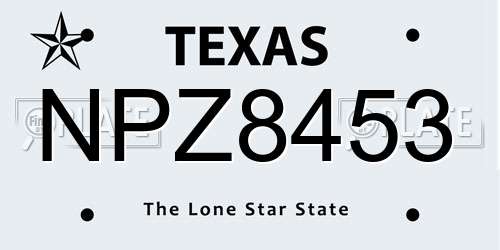 NPZ8453 Texas License Plate