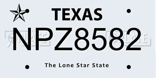 NPZ8582 Texas License Plate